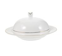 BAZEITFLOW Assiette Céramique avec Couvercle Plateau de Service Rond pour Steak Dessert Pâtes Maison Décorative et Fonctionnelle