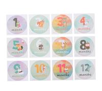 BAZEITFLOW Autocollants Mensuels pour Bébé, 12 Pièces Créatifs et Pratiques, Matériau Unique sans Danger, Accessoires Photo pour -né, pour Immortaliser Étapes et Souvenirs Première Année