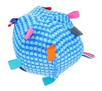 BAZEITFLOW Balle Couineuse pour Chien avec Clochette Intégrée à Mâcher en Peluche Bleu Balle Interactive pour Petits Chiens Stimulation Sensorielle et Hygiène Bucco-Dentaire D’Intérieur