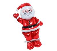 BAZEITFLOW Ballon Père Noël Gonflable Film Aluminium Décoration Réutilisable pour Fête de Noël Figurine Debout pour Décor Festif et Ambiance