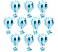 BAZEITFLOW Ballons en Aluminium Montgolfière 10 Pcs Bleu 4D Décorations Anniversaire Garçon et Filles Fête Thème Avion Ambiance Festive