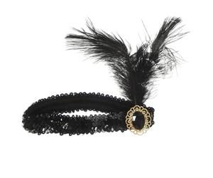 BAZEITFLOW Bandeau à Plumes Autruche Coiffe Des Années Pour Femmes Accessoire Vintage Pour Cheveux Pour Fêtes Et Soirées