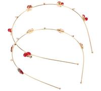 BAZEITFLOW Bandeaux Métalliques Lot de 2 Accessoires pour Cheveux Solides et Portables Fraise et Cerise en Alliage Doré pour Mariage et Réunions de Famille