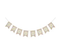 BAZEITFLOW Bannière Printemps Toile de Jute Naturelle à Fleurs Marguerite Décor Mural Suspendu Réutilisable pour Fête et Jardin Guirlande Légère Préassemblée