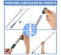 BAZEITFLOW Barre à Linge Télescopique en Acier Inoxydable Double Tiges en Plastique Perche Extensible pour Placard et Balcon Support de Séchage pour Vêtements Vert Foncé