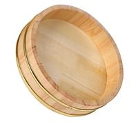 BAZEITFLOW Bassine à Riz à Sushi en Bois Hangiri avec Bord Doré Élégant, Grosse Capacité pour Sashimi et Écrevisses, Plateau de Service Raffiné pour Réunions Familiales à Domicile