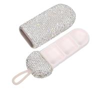 BAZEITFLOW Bling Rhinestone Small Pill Organizer Portable Travel Medicine Container Lightweight Plastic Pill Case For Outdoor Use