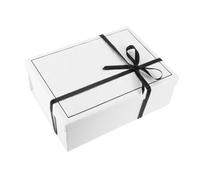 BAZEITFLOW Boîte Cadeau Pliable Blanche avec Nœud Décoratif Élégant pour de Pâques Anniversaires et de Pendaison de Crémaillère