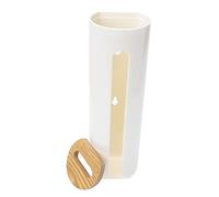 BAZEITFLOW Boîte de Rangement Lingettes Démaquillantes Murale 7,7x6,6x23,8 Cm en Plastique Blanc Système Adhésif, Étui Pratique pour Salle de Bain, Organiseur de Coton pour Usage Quotidien,