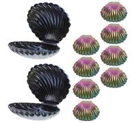 BAZEITFLOW Boîtes à Bonbons Technologie de Placage sous Vide en Plastique Noir Coquillage 10pcs Résistantes à la Décoloration pour Fêtes Plage et Mariages