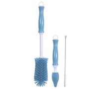 BAZEITFLOW Brosse Biberon Silicone Rotative Multi-fonction Nettoyage Pour Biberons Pailles Et Accessoires Brosse Flexible Et Réutilisable Lot Corail Bleu