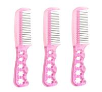 BAZEITFLOW Brosse Métallique Antistatique pour Postiche 3 Pièces, Taille Moyenne, Couleur Rose, pour Filles et Femmes, Coiffage Délicat et Démêlage sans Casse, Usage Coiffure Postiche