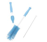 BAZEITFLOW Brosse Silicone pour Biberon Rotative avec Ventouse Antidérapant et Étui de Rangement Bleu Outil de Nettoyage Pratique pour Bouteille Alimentation