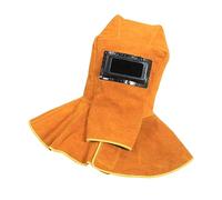 BAZEITFLOW Casque de Soudage Cuir de Vachette avec Capuchon de Protection Thermique et Châle Isolant et Résistant Aux Projections pour Soudeur