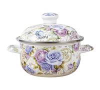 BAZEITFLOW Casserole Émail Épais à Deux Oreilles Marmite Vintage pour Mijoté Compatible Cuisinière Induction et Gaz Pot de Cuisson Maison pour Soupe et Ragoût