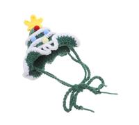 BAZEITFLOW Chapeau de Noël pour Chien Tricoté Main avec Corde sous Le Menton Bonnet Chaud Hiver Vert pour Petits Chiens et Chats Déguisement Festif Confortable et Ajustable