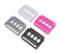 BAZEITFLOW Coffret Organisateur pour 16 Embouts de Ponceuse à Ongles Boîte de Rangement Compacte 4 Pièces en Blanc Gris Rose Fuchsia et Noir pour Salon de Manucure et Usage Mobile