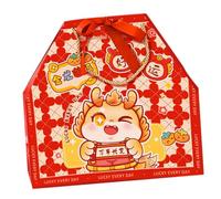 BAZEITFLOW Coffret Présent Nouvel An Chinois 2024 Dragon En Carton Robuste Grand Format Ruban Doré Emballage Festif Boîte à Friandises Pour Fête Printemps Bonbons Biscuits Gourmands