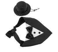 BAZEITFLOW Costume de Smoking pour Chien M 2 Pièces Noir Chapeau Melon et Bandana Triangle, Tenue Formelle pour Animaux de Compagnie, Mariages, Anniversaires et Séances Photo