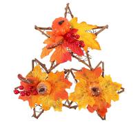 BAZEITFLOW Couronne de Décoration Halloween 3 Pièces 20-25 CM Étoiles à Cinq Branches Feuilles D’Érable et Citrouilles Artificielles Décoration Murale et Porte Festive pour Intérieur et