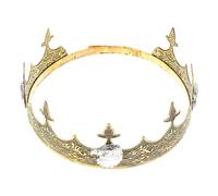 BAZEITFLOW Couronne de Prince Ronde en Alliage pour Hommes, Taille, Couleur Vieux Or Tête D’aigle, Accessoire Royal pour Mariage, Anniversaire, Bal, Fête et Halloween