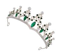 BAZEITFLOW Couronne de Strass Dorée Verte pour Mariée Diadème Élégant pour Mariage Accessoire Coiffure Femme Couronne de Mariage Brillante Séance Photo et Cérémonie
