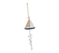 BAZEITFLOW Décoration Murale Bois Style Marin Ornement Suspendu Petit Poisson et Voilier Élégant Accessoire Bord de Mer pour Salon et Chambre