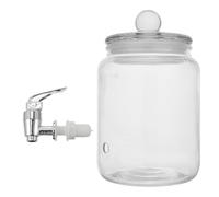 BAZEITFLOW Distributeur de Vin en Verre 3 Litres Robinet ABS Tonneau à Boissons Froides Pratique et Étanche pour Jus Cocktails et Vin de Fruits pour Fêtes et Réceptions