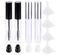BAZEITFLOW Ensemble 12 Tubes Transparents 10 Ml Pour Mascara Eyeliner, Entonnoirs Inclus, Bouchons Caoutchouc Anti-fuite, Pipettes Transfert, Maquillage Voyage