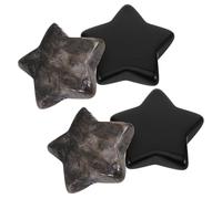 BAZEITFLOW Ensemble de 4 Mini Cristaux en Obsidienne Noire Naturelle 30 Mm D'étoile, Pierres Décoratives Polies pour Décoration Intérieure, Ornement Zen Apaisant pour Salon et Bureau