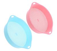 BAZEITFLOW Ensemble De Tamis à Terre en Plastique 3 Mm pour Jardin Et Plantation, Tamis à Mailles Rectangulaires 2 Pièces Bleu Et Rose, Outil Manuel Polyvalent De Filtration De Terre Et Cailloux