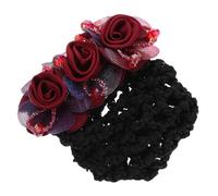 BAZEITFLOW Filet à Chignon Tissu avec Fleur Accessoire Cheveux Fleuris pour Femmes Antidérapant et Confortable pour Danseuses Infirmières et Stewardess