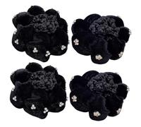 BAZEITFLOW Filets à Cheveux pour Femmes 4 Pcs Taille Unique Noirs en Velours Doré Strass Filet à Cheveux de Ballet Accessoire Coiffure Formel et Quotidien