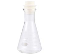 BAZEITFLOW Flacon Conique en Verre 250ml avec Bouchon en Liège, Gradué, sans Odeur, Chauffable, pour Étudiants en Cours de Chimie et Laboratoire Scientifique