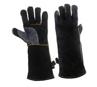 BAZEITFLOW Gants de Protection Résistants Chaleur Cuir Bovin Double Couche Isolation Thermique Brûlure pour Cuisine Barbecue Soudure et Manutention