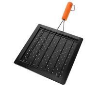 BAZEITFLOW Grille de Camping Pliable Multifonction avec Poignée en Bois Support Carré Perforé pour Barbecue Extérieur Ustensile Portable Solide pour Cuisson Feu de Camp Grille à