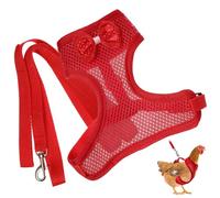 BAZEITFLOW Harnais Poulet Adorable avec Laisse de Traction pour Poule et Coq Gilet Confortable pour Promenade Extérieure Rouge