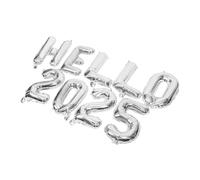 BAZEITFLOW Hello Ballons Aluminium Argentés pour Décoration An pour Fête Accessoires Festifs Résistants et Réutilisables Décorations Murales et Centres de Table