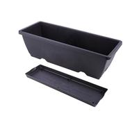 BAZEITFLOW Jardinière Rectangulaire Plastique Noir Grand Format avec Trou de Drainage et Soucoupe Pot de Fleurs Polyvalent pour Balcon Jardin et Intérieur