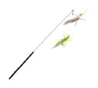 BAZEITFLOW Jeu de Chat Interactif avec Plumes et Sauterelles Réalistes Baguette Silicone Légère avec Cloches pour Chats et de Chasse Portable pour Amusement Intérieur