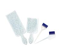 BAZEITFLOW Kit 1 Set Applicateur de Coloration Capillaire Brosse en Nylon et Planche en Plastique pour Coiffeurs Professionnels et Usage Personnel Bleu Design Poignée Arquée