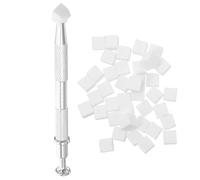 BAZEITFLOW Kit d'Éponges à Ongles Dégradées 100 Pièces Blanches avec Pince Applicateurs Cosmétiques Mini Doux pour Nail Art et Maquillage Visage Boîte de Rangement Compacte pour Manucure