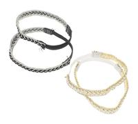 BAZEITFLOW Lacets Élastiques pour Talons Hauts, Brides Antidérapantes avec Strass, Lot de 2 Paires en Noir et Or, Bande de Fixation du Talon pour Femmes, Maintien Sécurisé et Confortable,