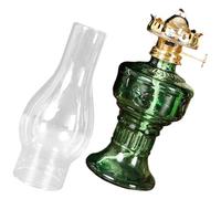 BAZEITFLOW Lampe à Pétrole Rustique L555 Vert Foncé Couvercle en Verre Épais Résistance Haute Température Lampe à Huile Vintage pour Intérieur Maison Salon Chambre Ambiance Décorative