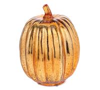 BAZEITFLOW Lampe LED Citrouille Verre Dorée Décorative Halloween sans Pile Éclairage Dambiance Intérieur et Extérieur