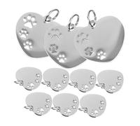 BAZEITFLOW Lot de 10 Plaques D'identification pour Chien en Acier Inoxydable, Médailles De Cœur, Petites Et Légères, pour Chien Et Chiot, Usage Quotidien Et Balade