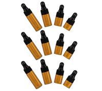 BAZEITFLOW Lot De 12 Flacons Compte-gouttes En Verre Ambré, Mini Bouteilles Pour Huile Essentielle, Tailles 1 Ml 2 Ml 3 Ml 5 Ml, Couvercle, Pour Voyage Et Usage Cosmétique