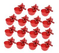 BAZEITFLOW Lot de 15 Abreuvoirs Automatiques pour Volailles Rouges à Débit Réglable, Buveurs d'eau Adaptés Poulets, Pigeons Et Cailles, Gobelets Résistants pour Élevage Domestique Et Commercial