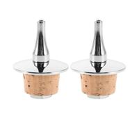 BAZEITFLOW Lot De 2 Becs Verseurs Pour Bouteilles D'Amers Bouchons En Bois Becs Verseurs Pour Bouteilles D'Amers Et De Vin Bouchons De Rechange En Liège Finition Argentée