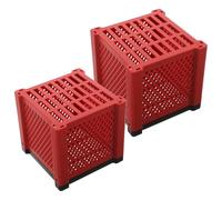 BAZEITFLOW Lot de 2 Boîtes de Filtration pour Aquarium 115 X 115 X 11 CM en PVC Rouge Cube de Purification Biologique pour Bac à Poissons Masses Filtrantes pour Filtre Aquarium